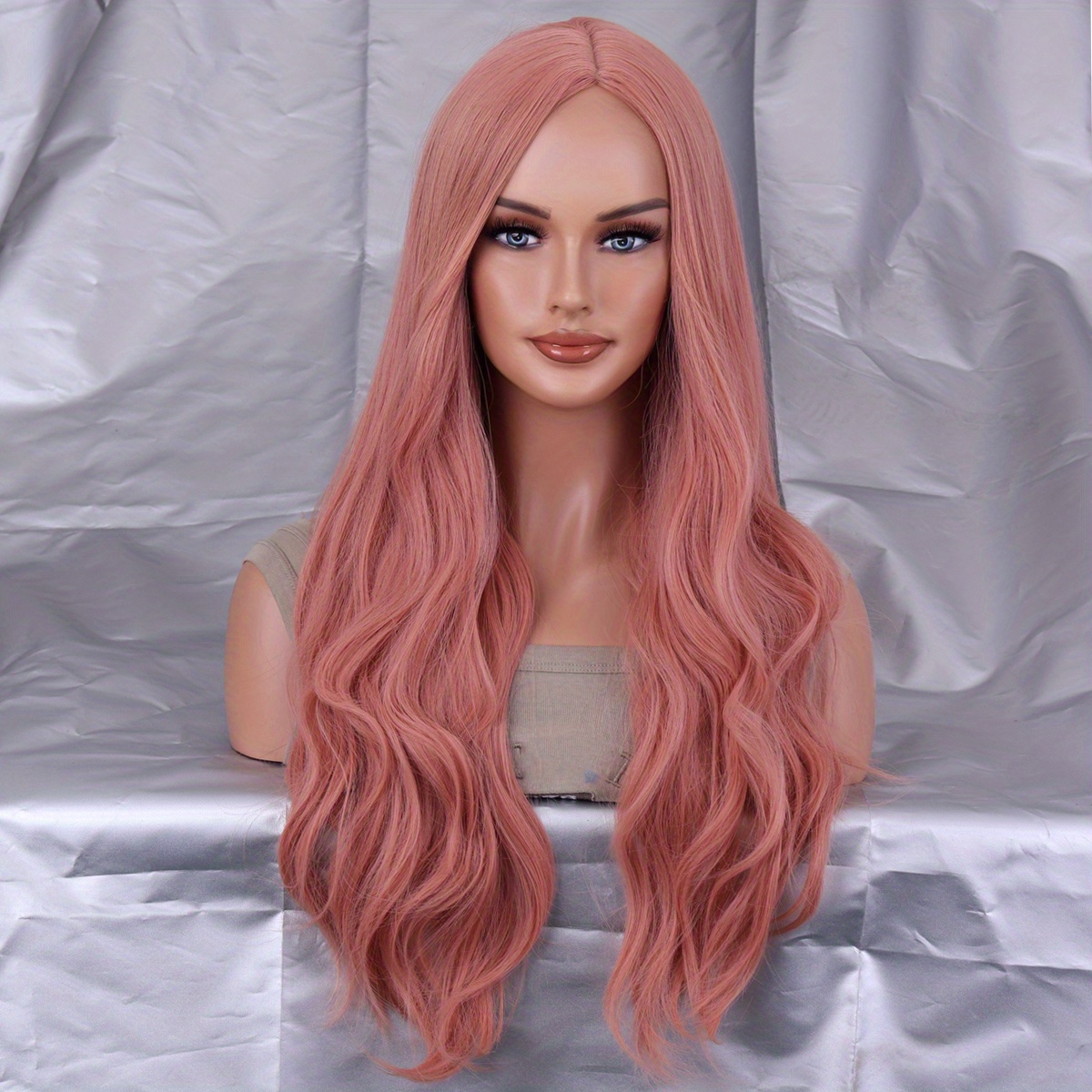 Colorful Ombre Synthetic Wig Women Long Curly Hair Daily Use Temu