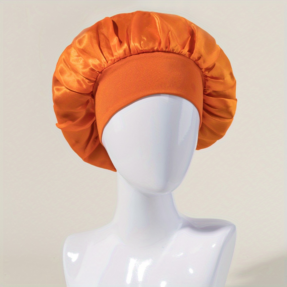 Bonnet de nuit en satin orange et gris - charlotte de protection des  cheveux - Un grand marché
