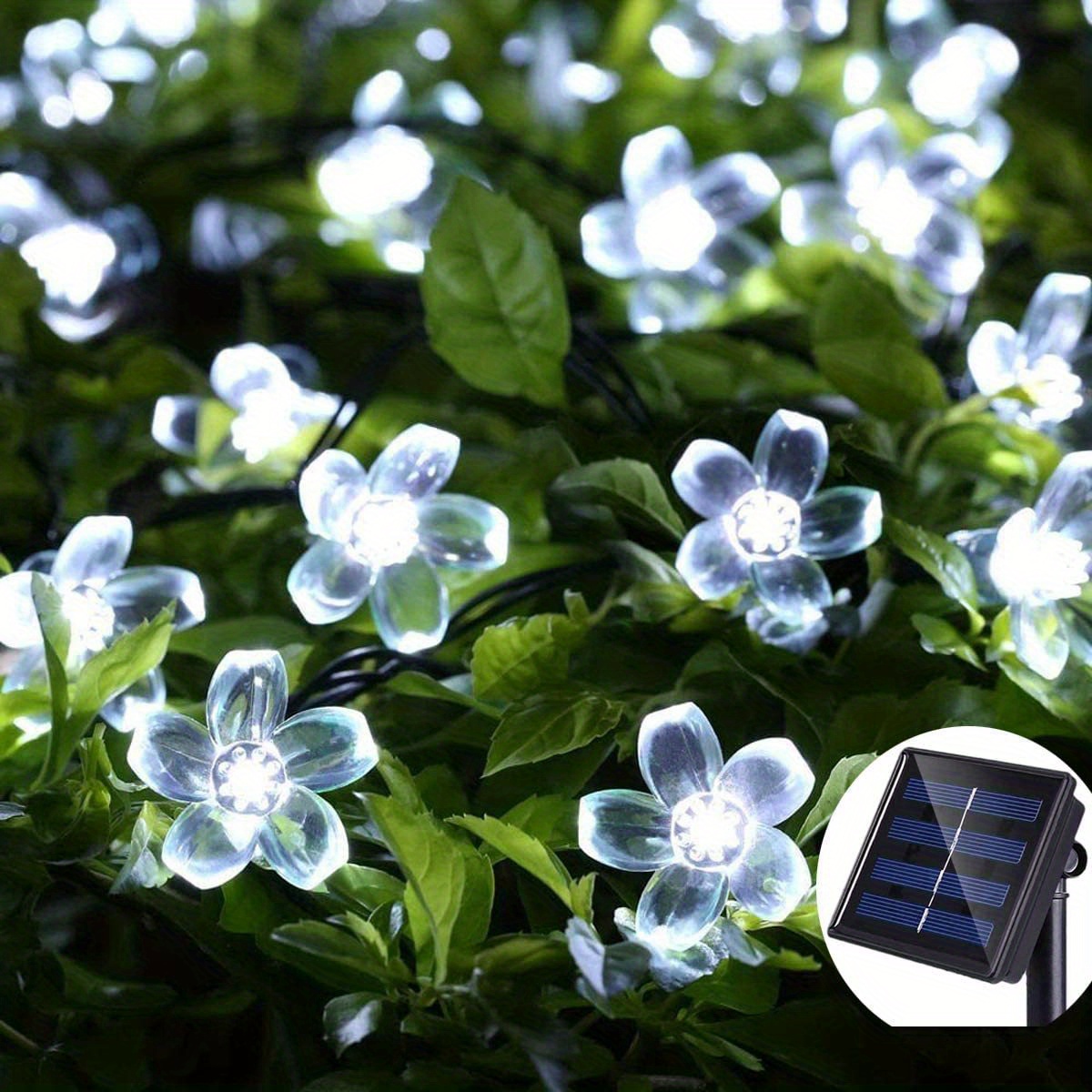 1pc peach flower solar string lights solar lights outdoor waterproof cherry blossoms solar fairy lights decorations for garden yard patio christmas tree party decoration details 23