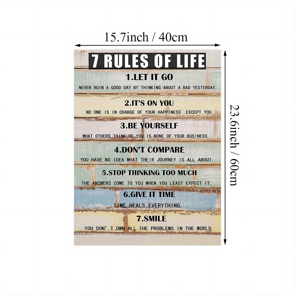 Canvas Print Painting,7 Rules Of Life,inspirational Quotes Wall ...