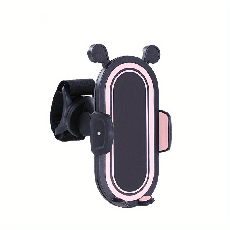   babys stroller with   adjustable phone stand black white pink details 4