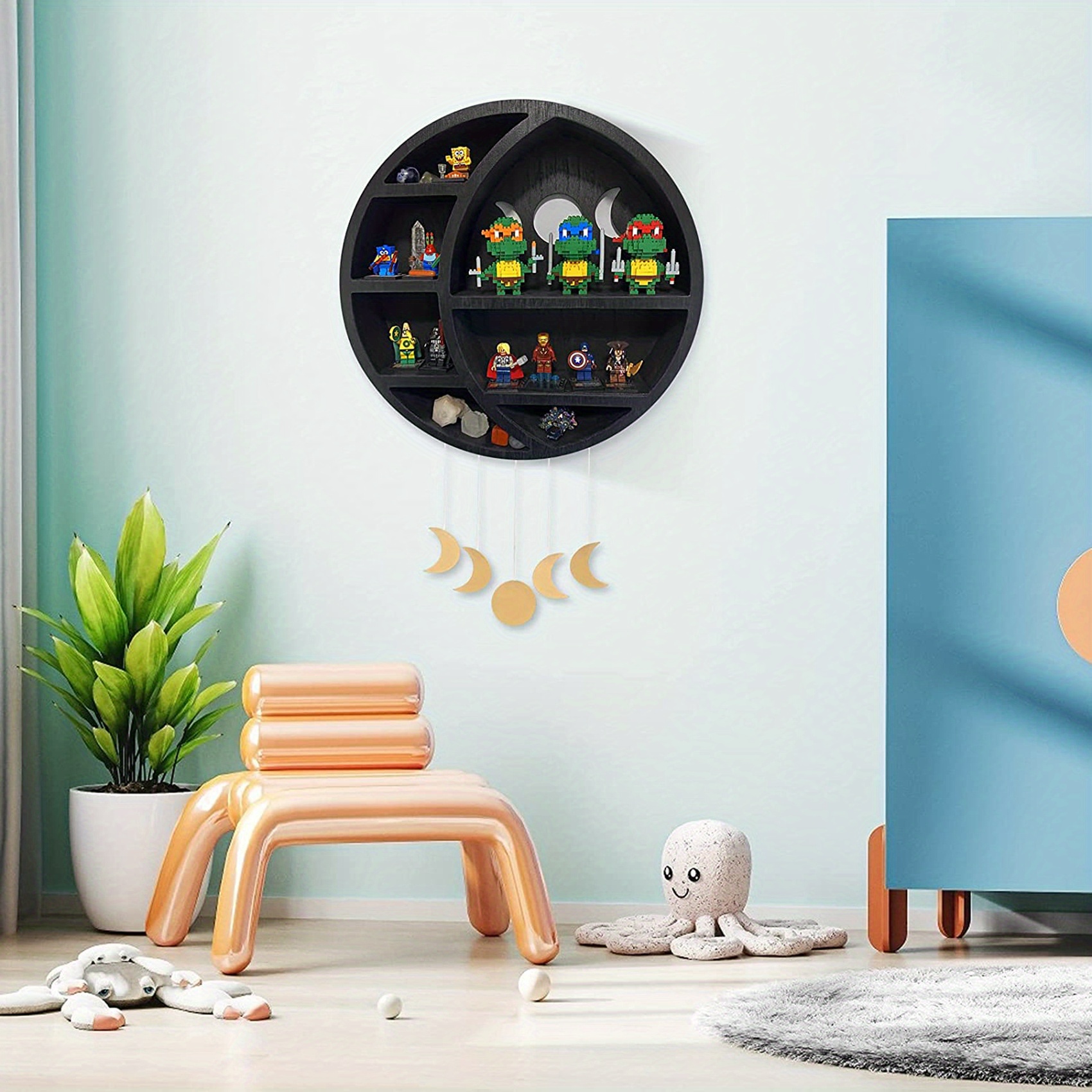 White Wooden Moon Shelf Crystals Crescent Moon Crystal Shelf Temu