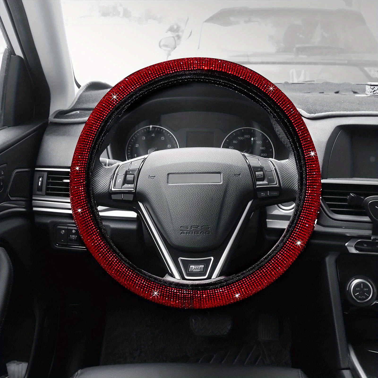 Car Rhinestones Women Steering Wheel Set Car Coaster Set Temu