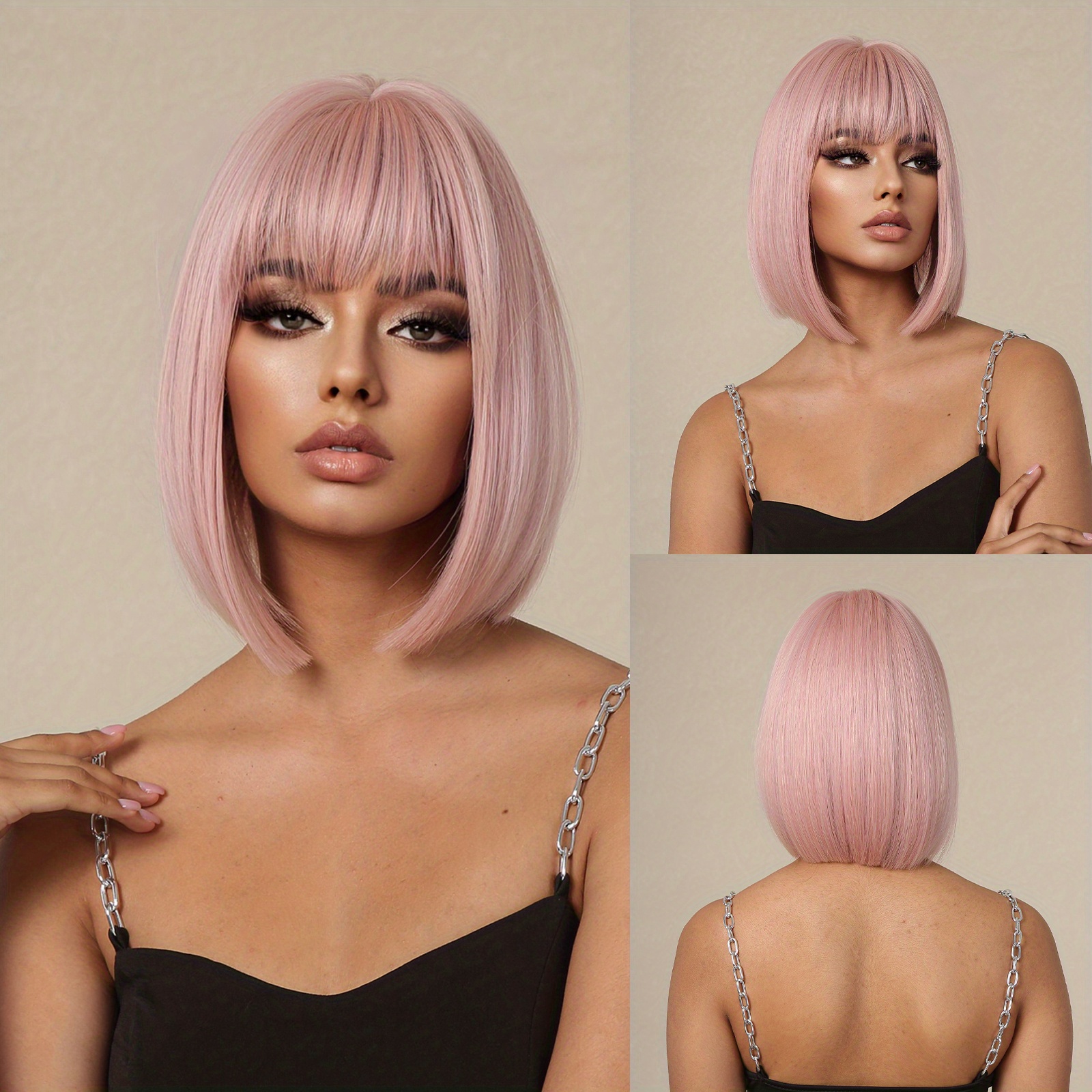 Blonde Straight Synthetic Wig with Bangs 35 56 cm Long