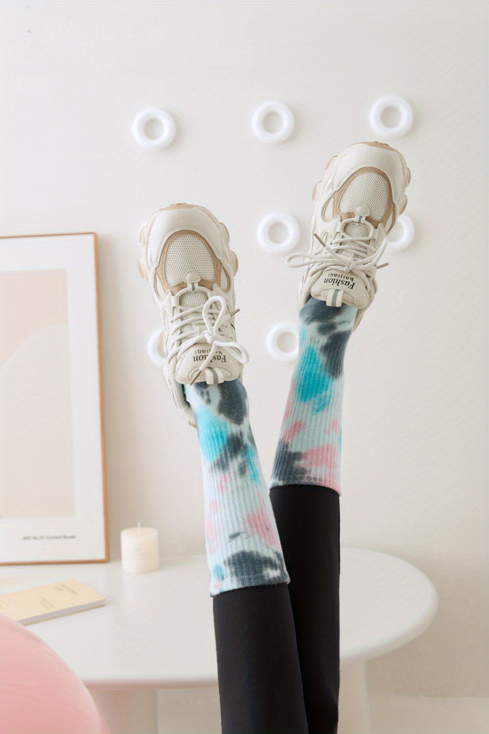 Verdancy Yoga Pilates Socks With Grips For Women Non Slip Colorful Tie Dye Crew Socks B0clhdc74d