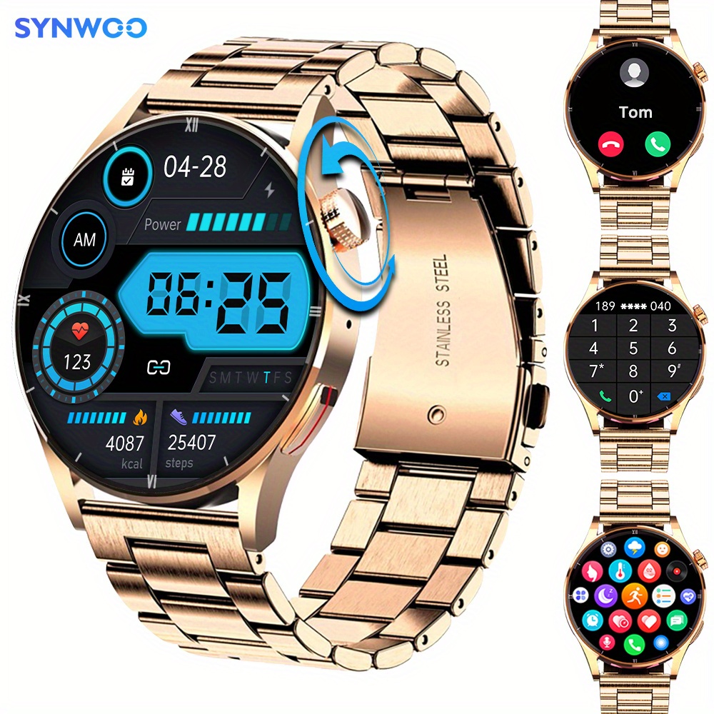 Men's Stainless Steel Smart Watch Ai Voice Assistant - Temu