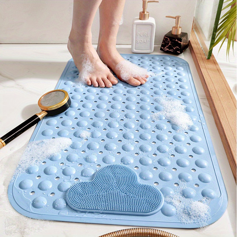 Bathtub Mats Non-Slip PVC Massage Bath Tub Mat Mildew Resistant Anti-Bacterial  Shower Mat with Suction Cups Machine Washable 