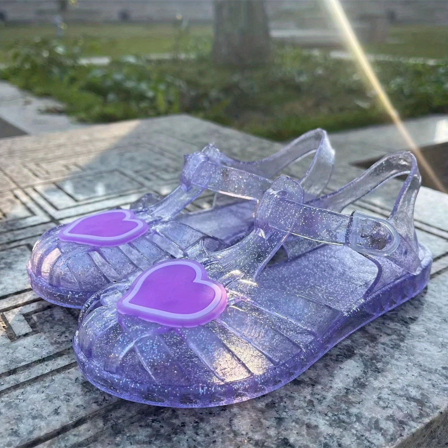 Girls Heart Shape Jelly Sandals Wear resistant Non slip Temu