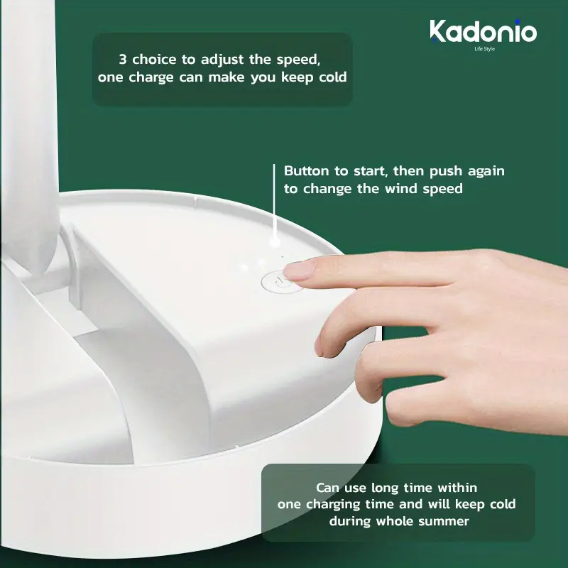 kadonio folding fan quiet 3 speed wind highly stretchable simulated natural wind 180 adjustment battery powered or usb powered home desk bedroom portable travel mini decorative fan 6 5 inch details 4