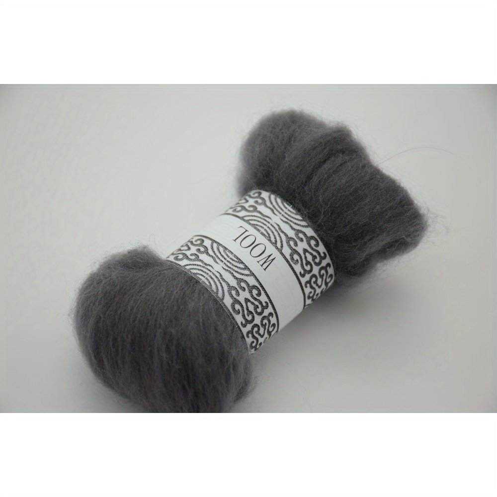 Needle Wool Felt Diy Wool Roving Black White Grey Each - Temu