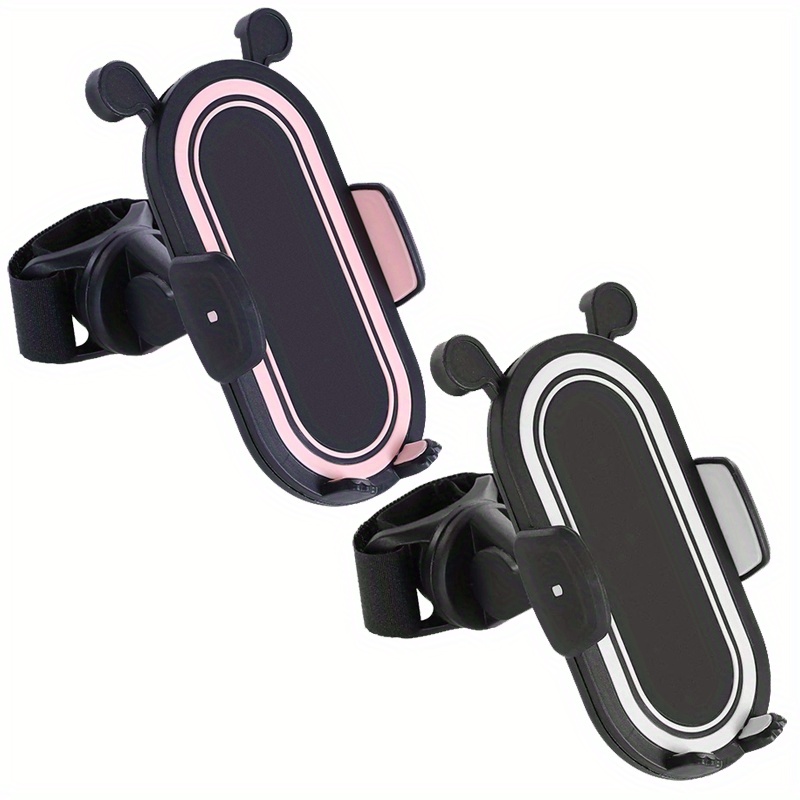   babys stroller with   adjustable phone stand black white pink details 5