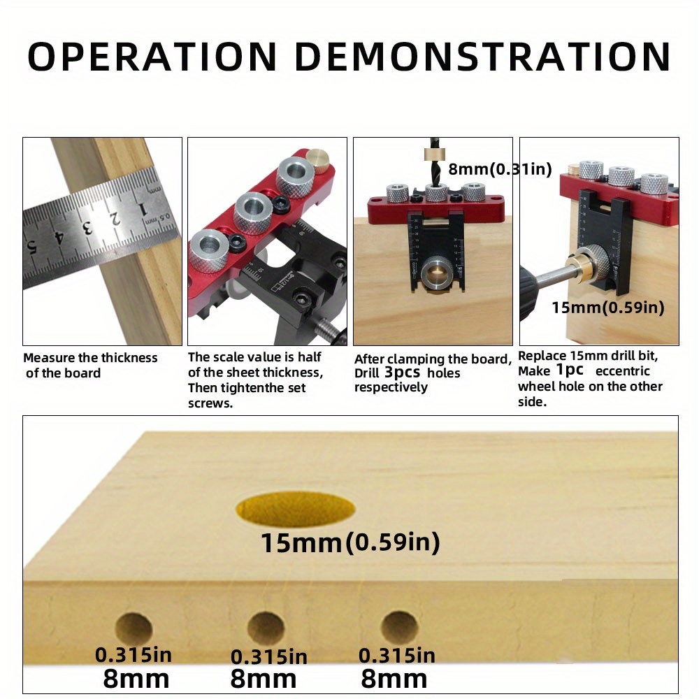 1pc Kit Universel Gabarit Perçage À Goujonner En Bois 3 En 1 - Temu France