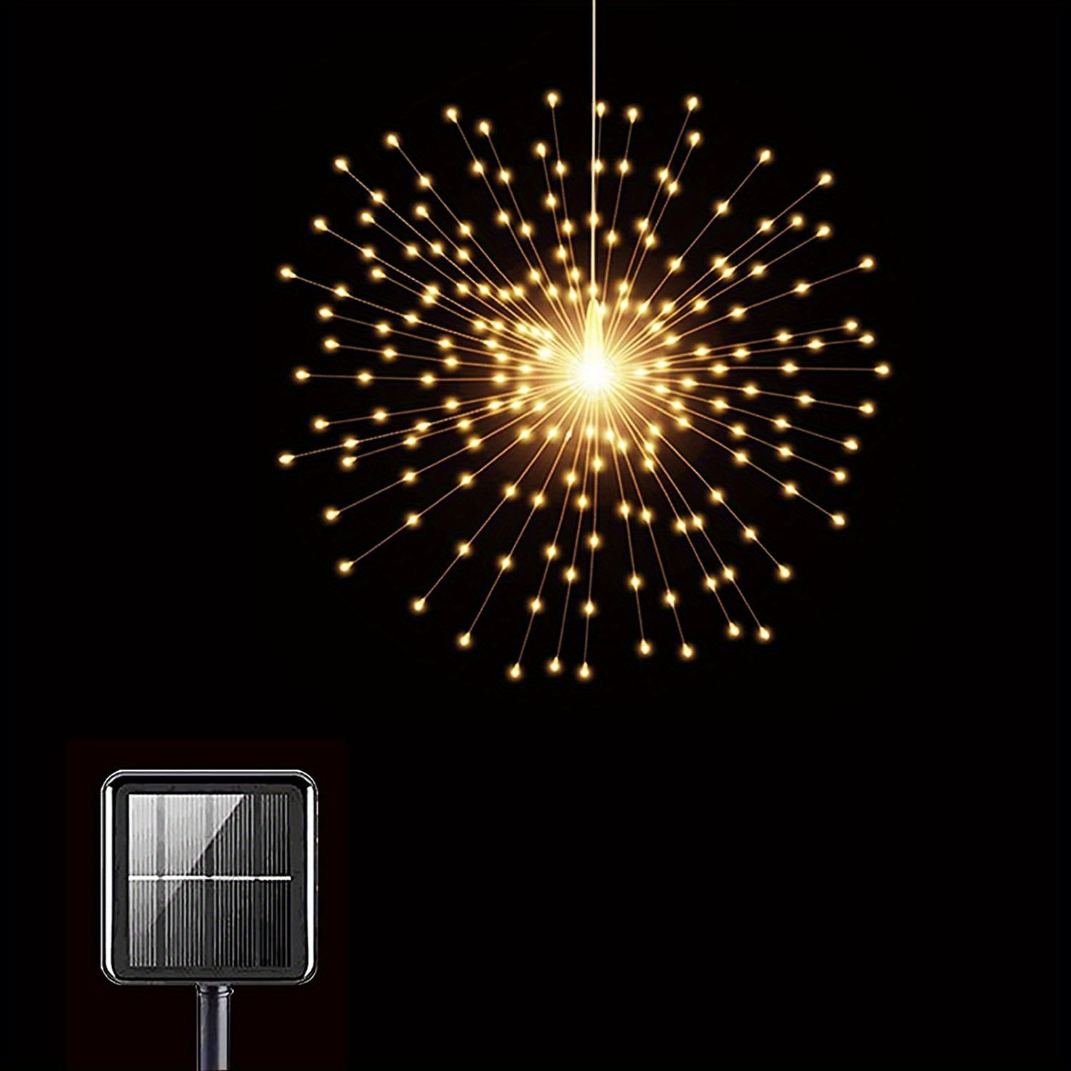 1pc solar starburst sphere lights 120 led firework lights 8 modes dimmable waterproof hanging fairy light copper wire lights for patio tent parties christmas yard garden decoration solar powered details 0