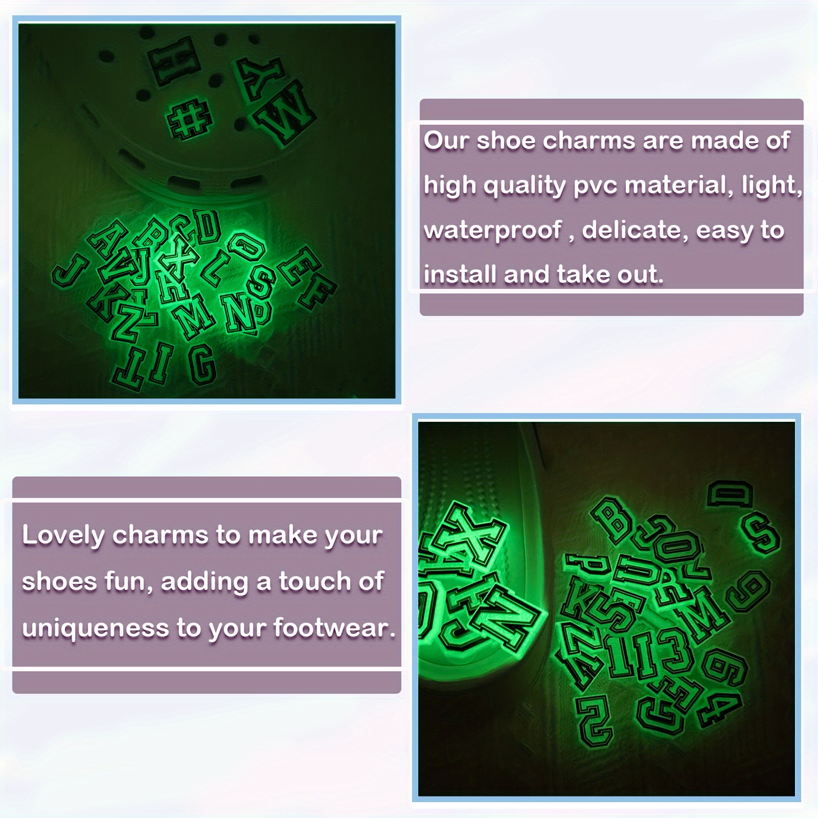 Night Light Letter Number Shoe Charms For Shoe Charms - Temu
