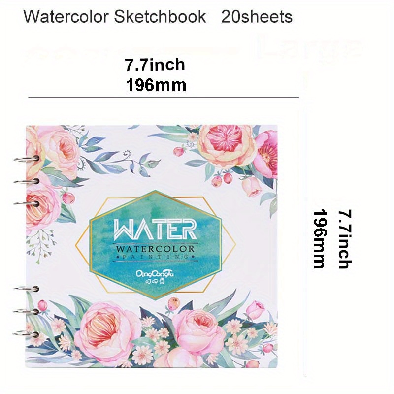 Watercolor Sketchbook - 20 Sheet Watercolor Paper Sketchbook, (300gsm) Thick  Paper, Loose-leaf Binding, Flat Watercolor Journal for Kids
