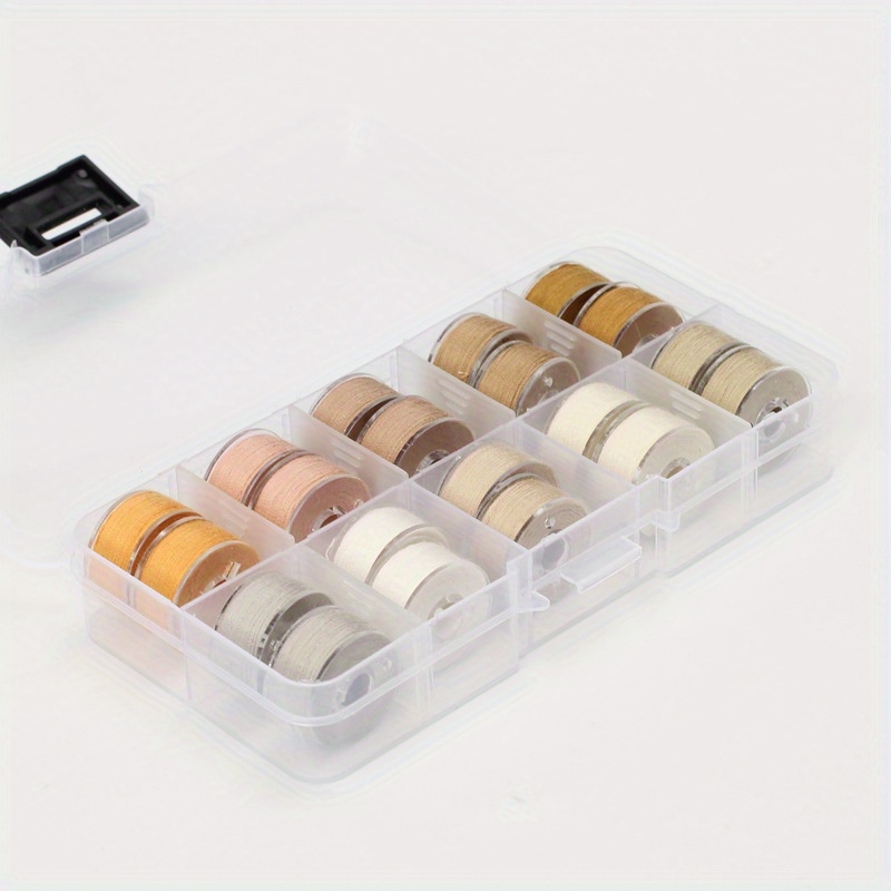 Sewing Thread Box Transparent Plastic With Line Bobbin Set - Temu