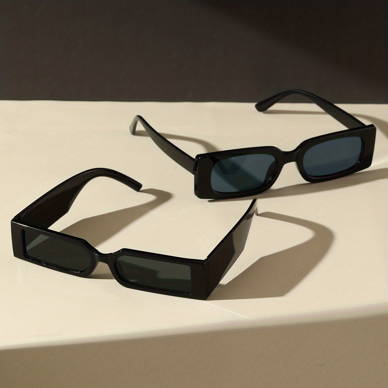 2pcs Y2K Rectangle Fashion Sunglasses For Women Men Punk Anti Glare Glasses For Beach Party Club