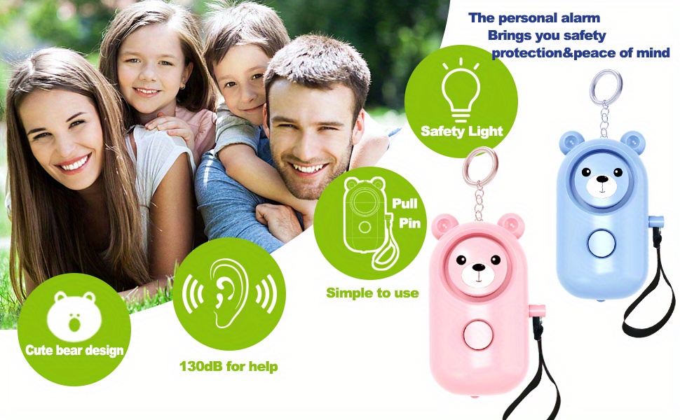 Comprar Alarma LED Intermitente Forma de Oso Antiataque Alto Decibelio  Sensible Protección de Seguridad Portátil Niños Niña Mujeres Mayores Alarma  Personal Llavero