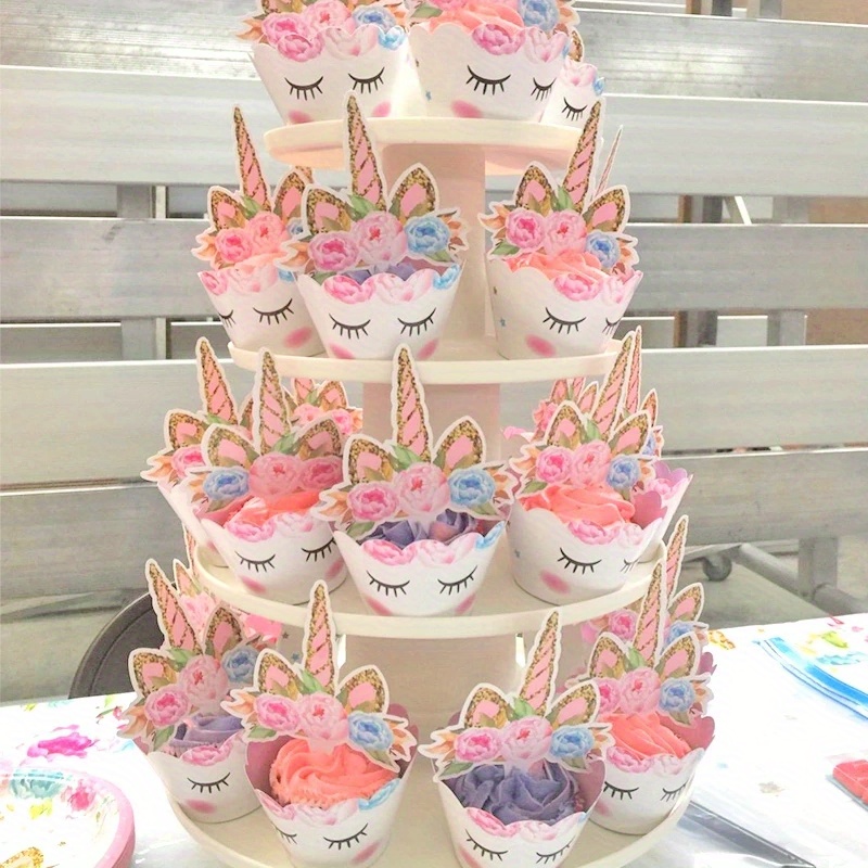 Unicorn Party Cupcake Wrappers Cake Toppers Baby Shower - Temu