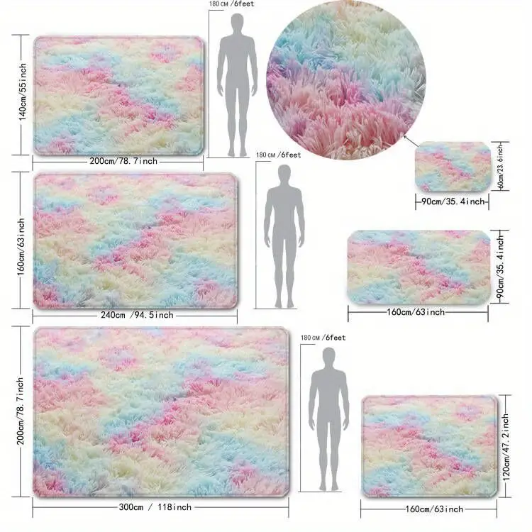1pc ultra soft plush tie dyed area rugs non slip fuzzy shag plush soft shaggy bedside rug tie dyed living room carpet for girls kids baby teen dorm home decor room decor bedroom living room nursery room rug school supplies back to school details 2