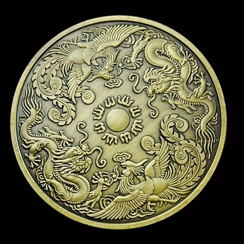 Dragon Phoenix Commemorative Coin Zodiac Dragon Phoenix - Temu