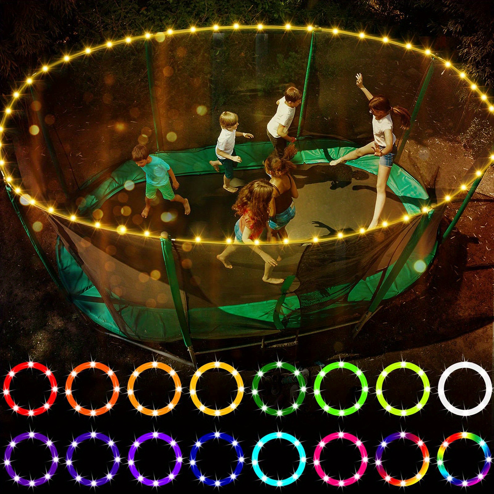 1pc led trampoline lights remote control trampoline rim led light for trampoline 16 color change by yourself waterproof super bright to play at night outdoors good gift for kids details 1