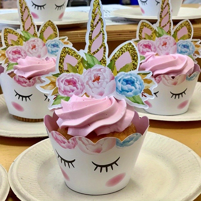 12 Piezas Adornos Cupcakes Unicornio Encaje Decoración - Temu