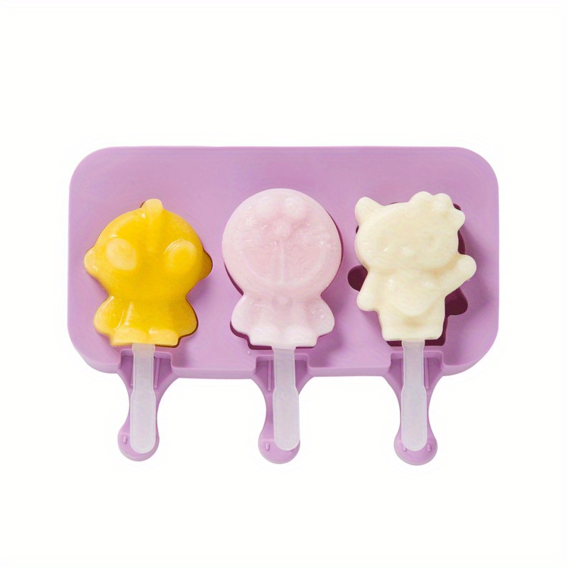 Cute Rabbit Popsicle Molds Silicone Rabbit Ice Pop Molds Homemade Popsicle  Silicone Mold with 100pcs Popsicle Sticks Reusable Easy Release Summer Ice