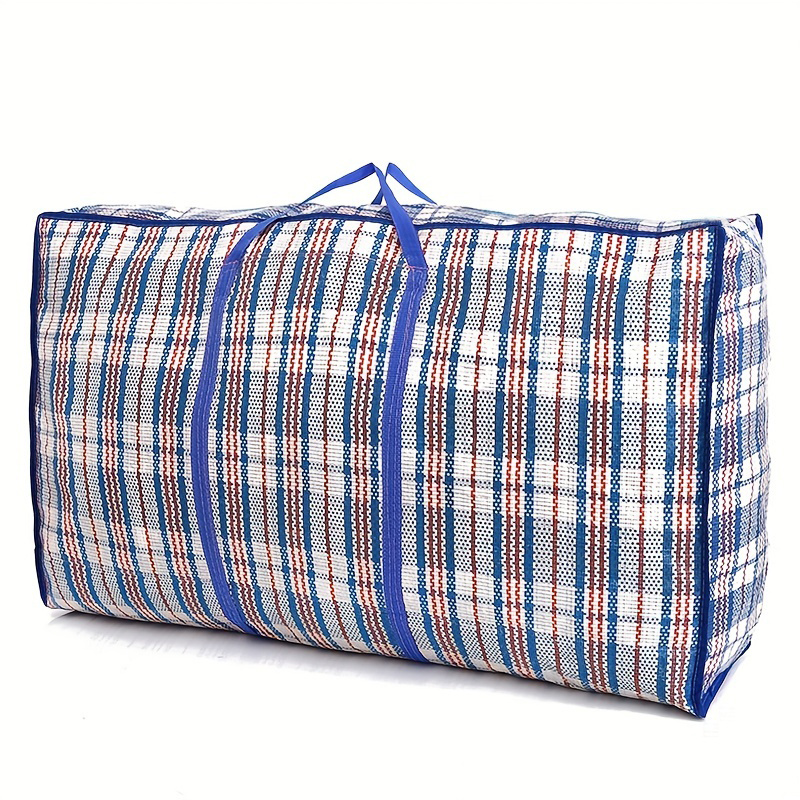 1pc extra large waterproof quilt storage bag   zippered luggage tote with handles for   beach use   checkered laundry bags details 2