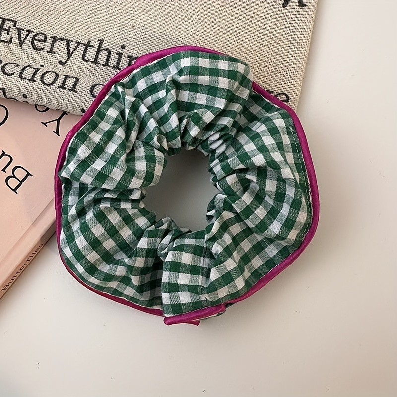 Image of Scrunchies Floral Print Hair Tie Red Brim Hair Rope Sweet Ponytail Holder Women
