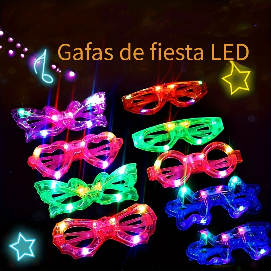 10 pares de gafas LED con visera, 7 colores, 4 modos, lentes futuristas,  anteojos luminosos para hombres y mujeres, fiesta de cosplay, festivales