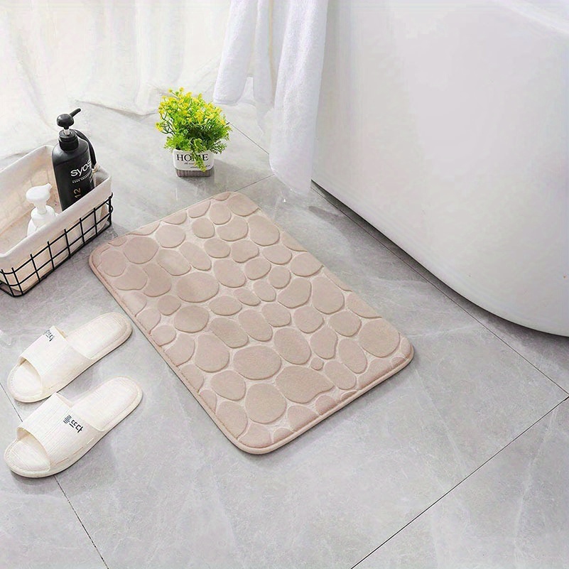 Memory Foam Bath Mat, Cobblestone Coral Fleece Bath Rug, Rapid Water  Absorbent, Non Slip, Washable, Thick, Soft and Comfortable Carpet for  Shower Room