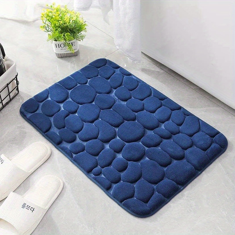 Memory Foam Bath Rug Cobblestone Embossed Bathroom Mat