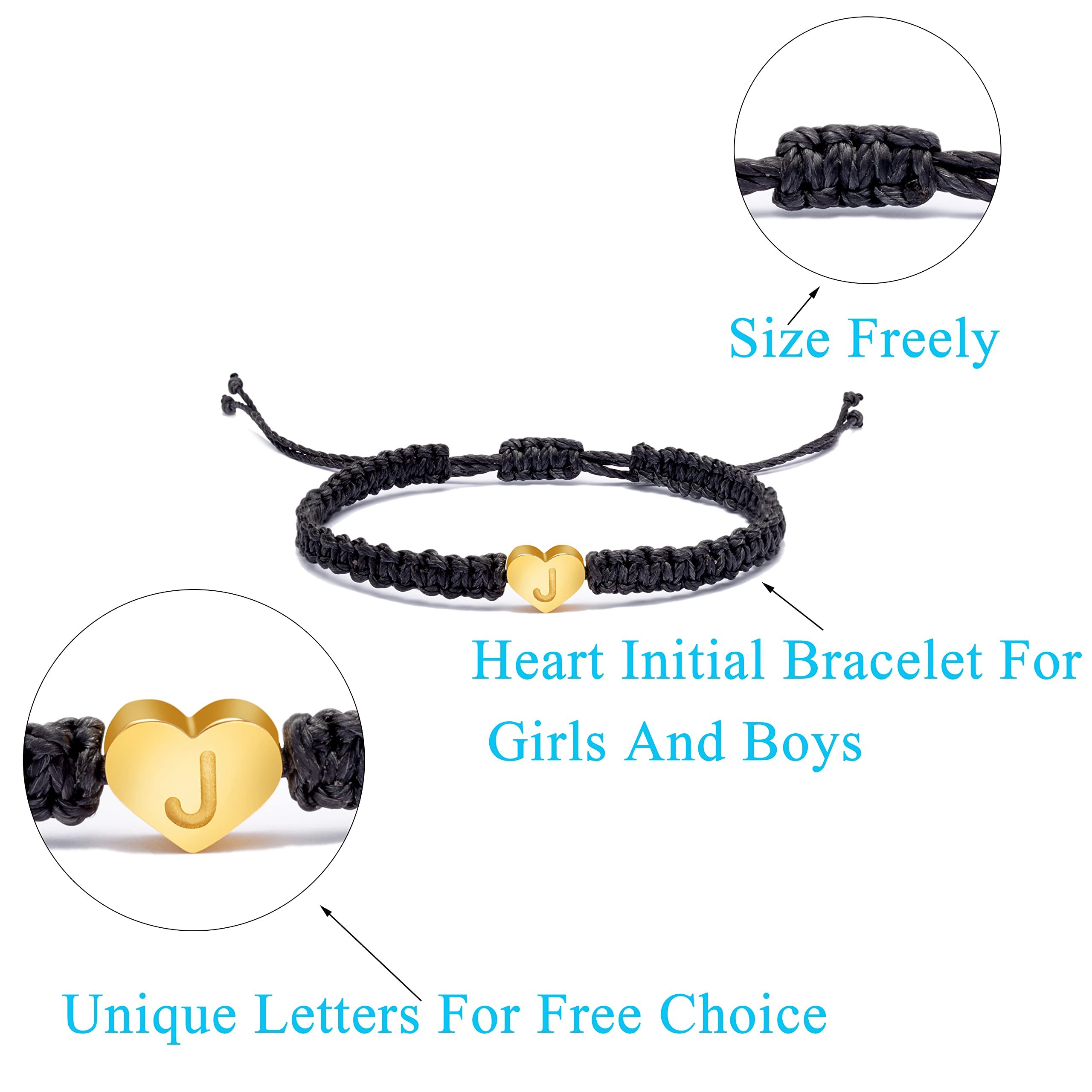 ZXHACSJ Letter Initial Heartstring Bracelet Hand Rope Woven
