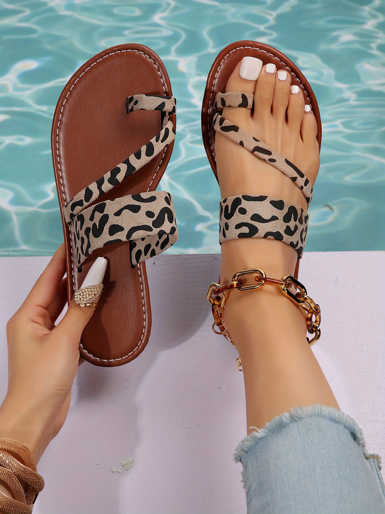 Womens cheap leopard slides