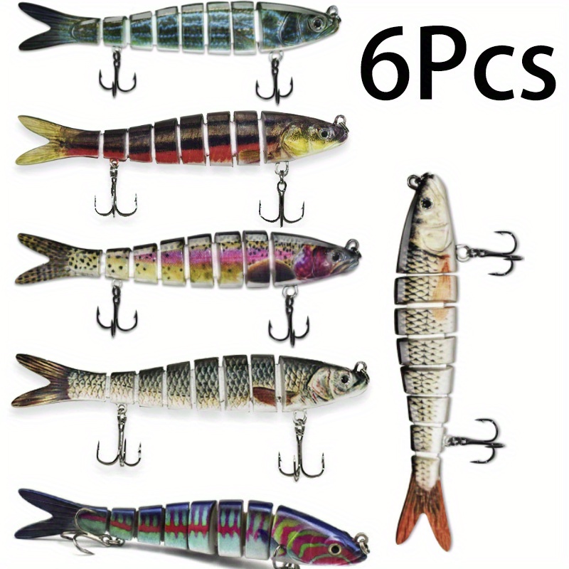 6 Packs Fishing Lures for Bass Trout Swimbait Slow Sinking Hard