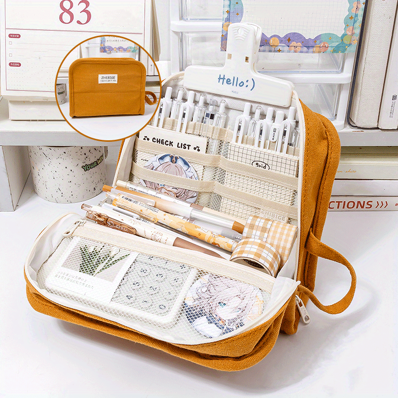 Pen Case, Stationery Bag, Pencil Case, Large Capacity Pencil Case, Handheld  Pencil Case, Stationery Box, Cosmetics, Portable Gifts, Suitable For  Office, School, Men, Women, Adults - Temu Philippines