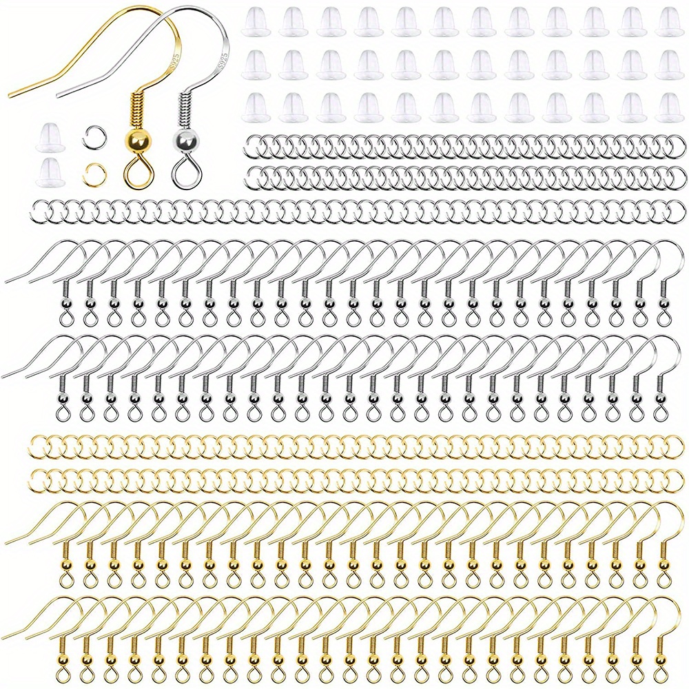 100 pcs Hypoallergenic Earring Hooks, 925 sterling Silver Copper-plated  Earring Hooks, Fish hook Earrings, 300 pcs Earring Making Kit with Jump  Rings and Clear Rubber Earring Backs, DIY Jewelry Making 