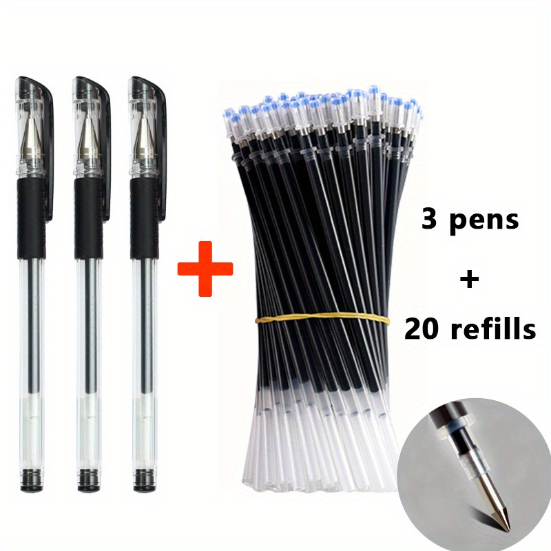 3 20pcs gel pen and refill black blue red ink bullet 0 5mm gel pens school office supplies stationery 23 pcs black set 7