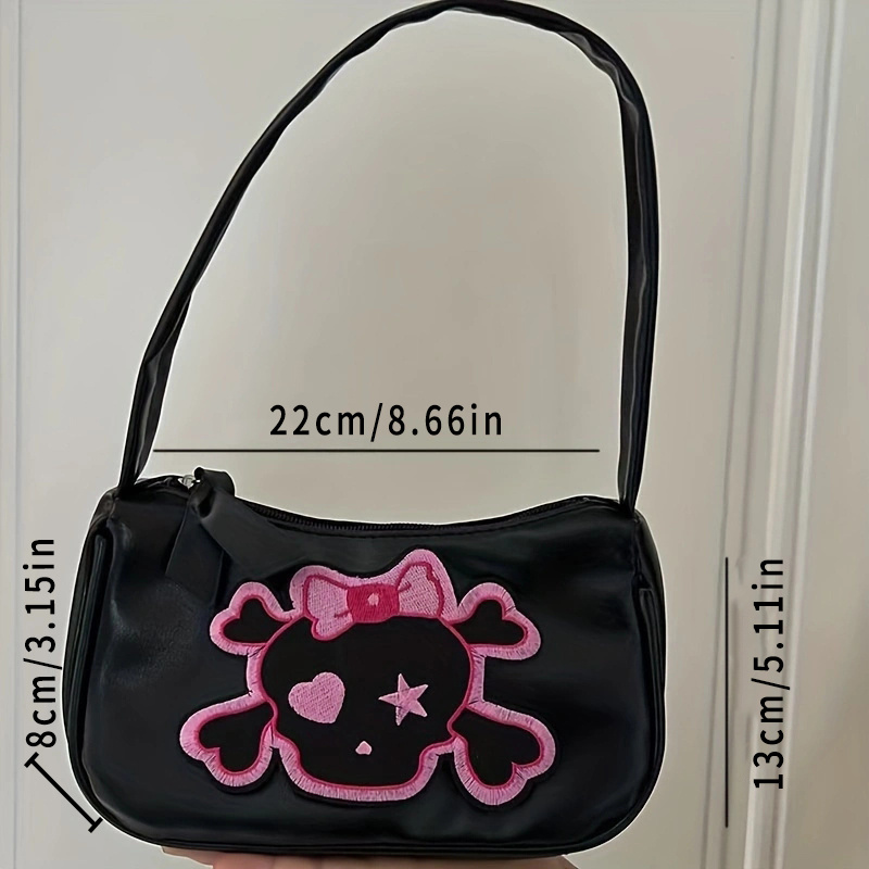 Y2k Style Crossbody Bag Bow Skull Embroidery Handbag Trendy Shoulder Purse  For Girls - Bags & Luggage - Temu Italy