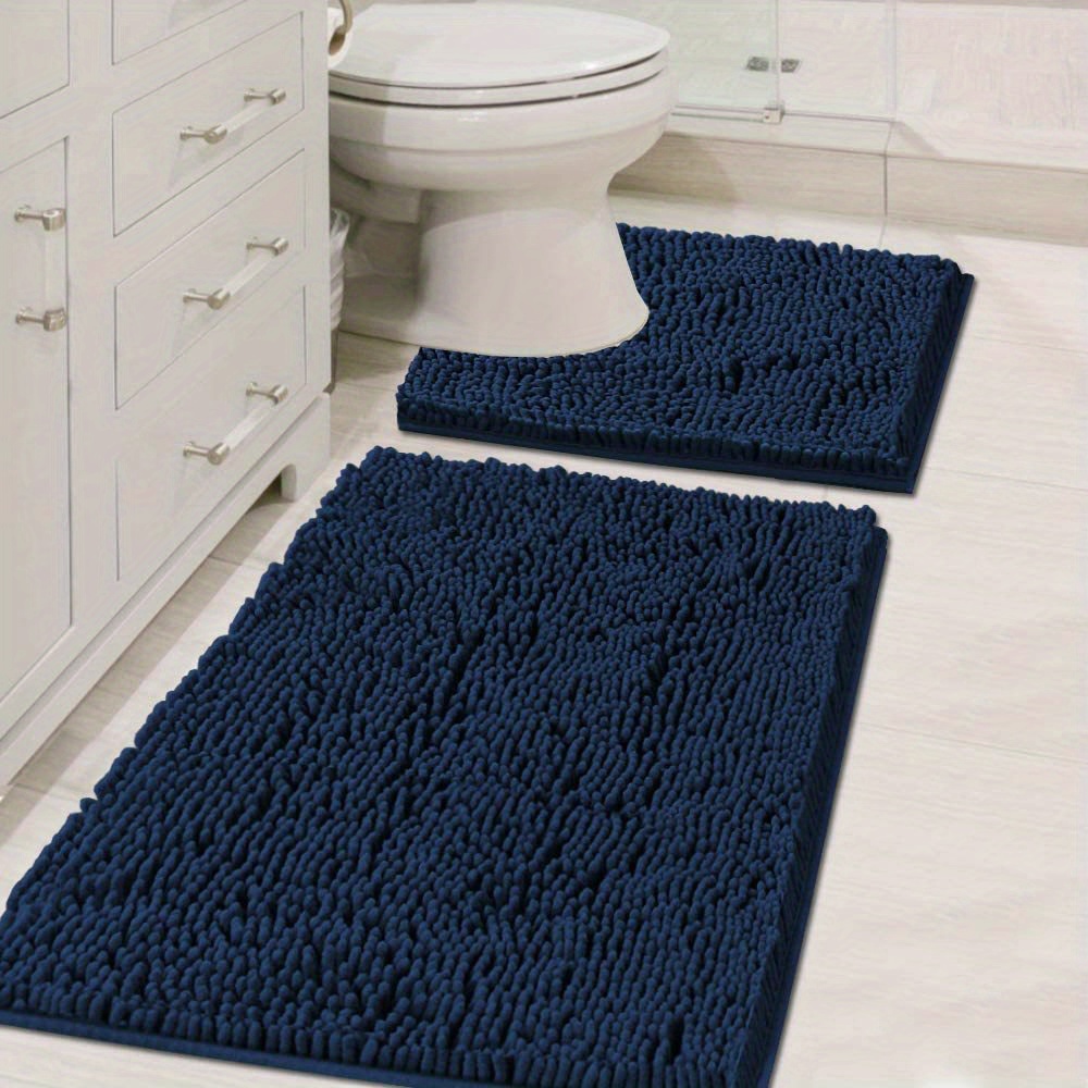 Chenille Bath Mat U shaped Rectangle Bath Rug Shaggy Soft - Temu