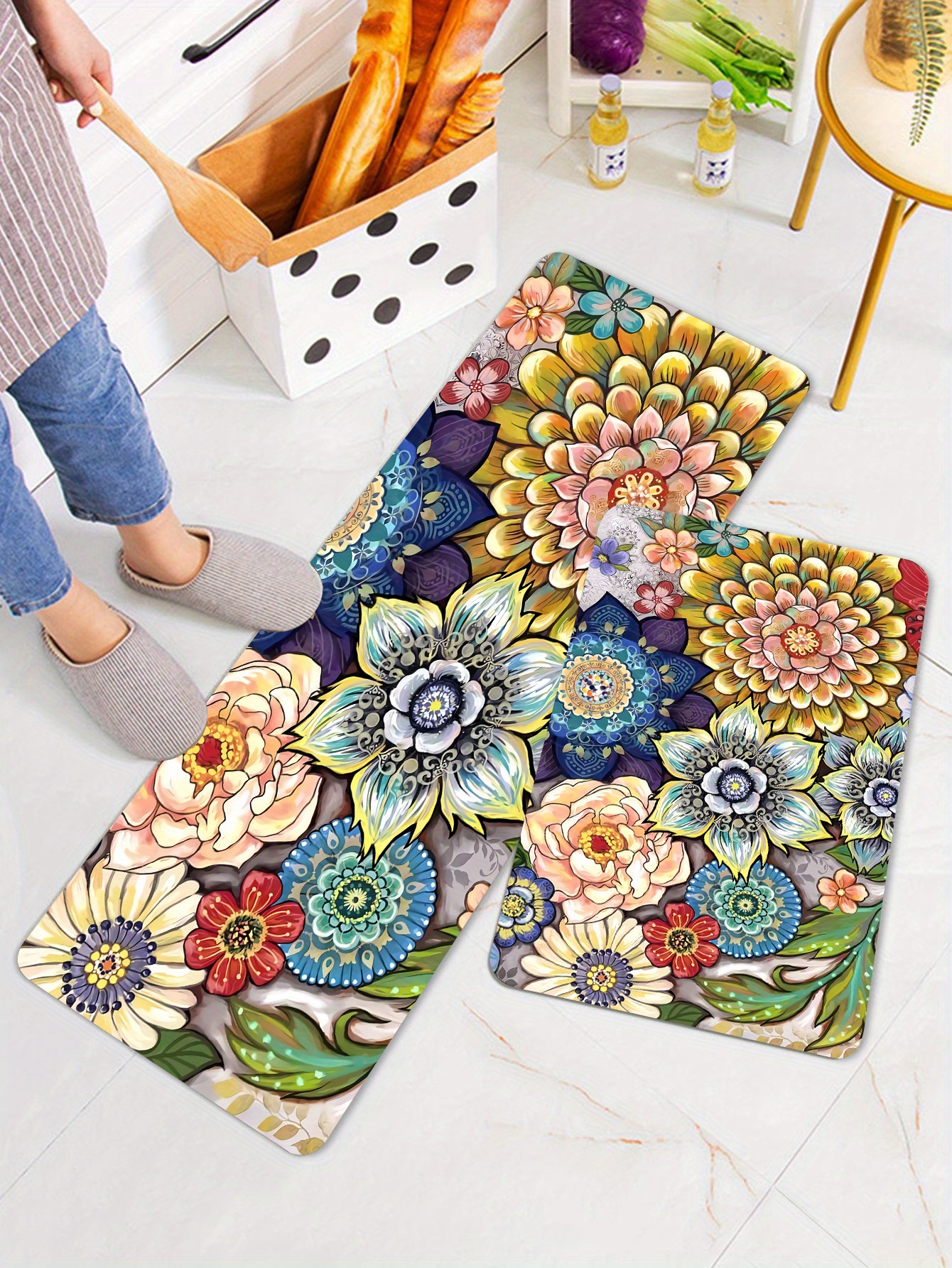 Falflor Farmhouse Kitchen Rugs 2PCS Anti-Fatigue Cushioned Kitchen Rug –  Modern Rugs and Decor
