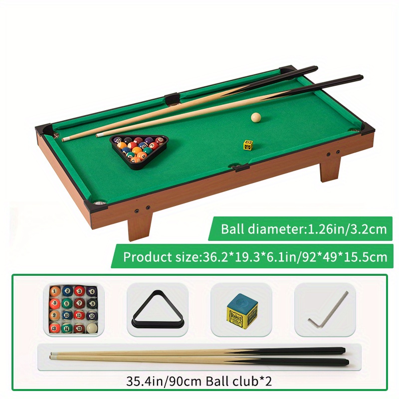 Mini Pool Table Top Games: 36-Inch Tabletop Billiards Table Set with 16  Pool Balls, 2 Cues, 1 Triangle Rack, 2 Chalks & 1 Table Brush, Portable  Pool