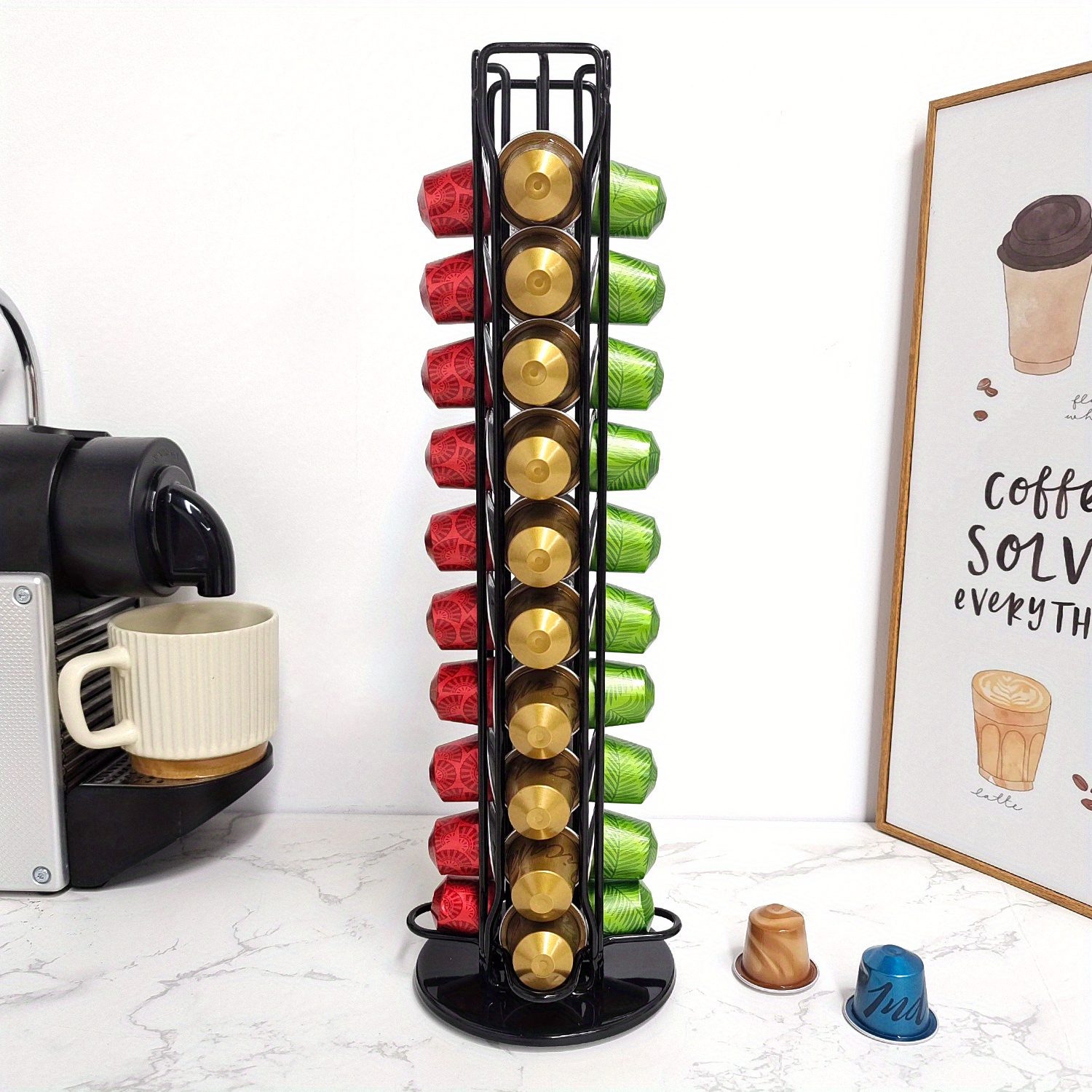 

A Coffee Capsule Storage Rack That . Capsule Storage Rack Can And Hold 40 Capsules. Suitable For Kitchens, Offices, And Coffee Shops, Coffee Bar Accessories, And Kitchen Accessories