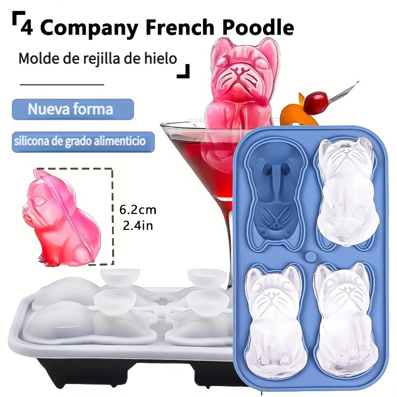 Moldes para cubitos de hielo, 4 unidades, bandeja de hielo fantasma, molde  de silicona, moldes de silicona para cubitos de hielo redondos, molde de