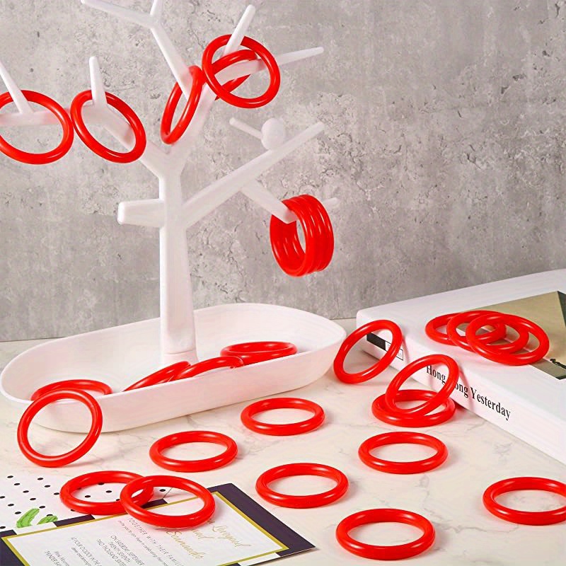 60PCS Plastic Ring Toss, 1.5 Inch Red Ring toss Rings for Carnival  Christmas Halloween Party, Ring Toss Game Throw a Ring Toss on The Bottle  Game