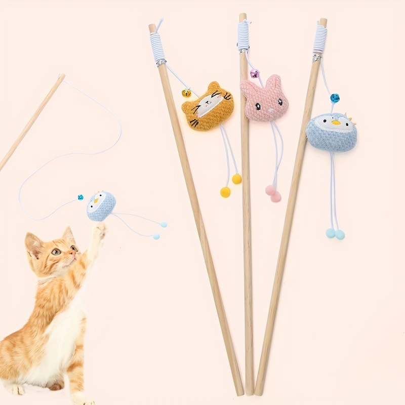 

Interactive Cat Stick With Bells, Feathers & Wand - Exercise & Playtime Fun For Your Cat!