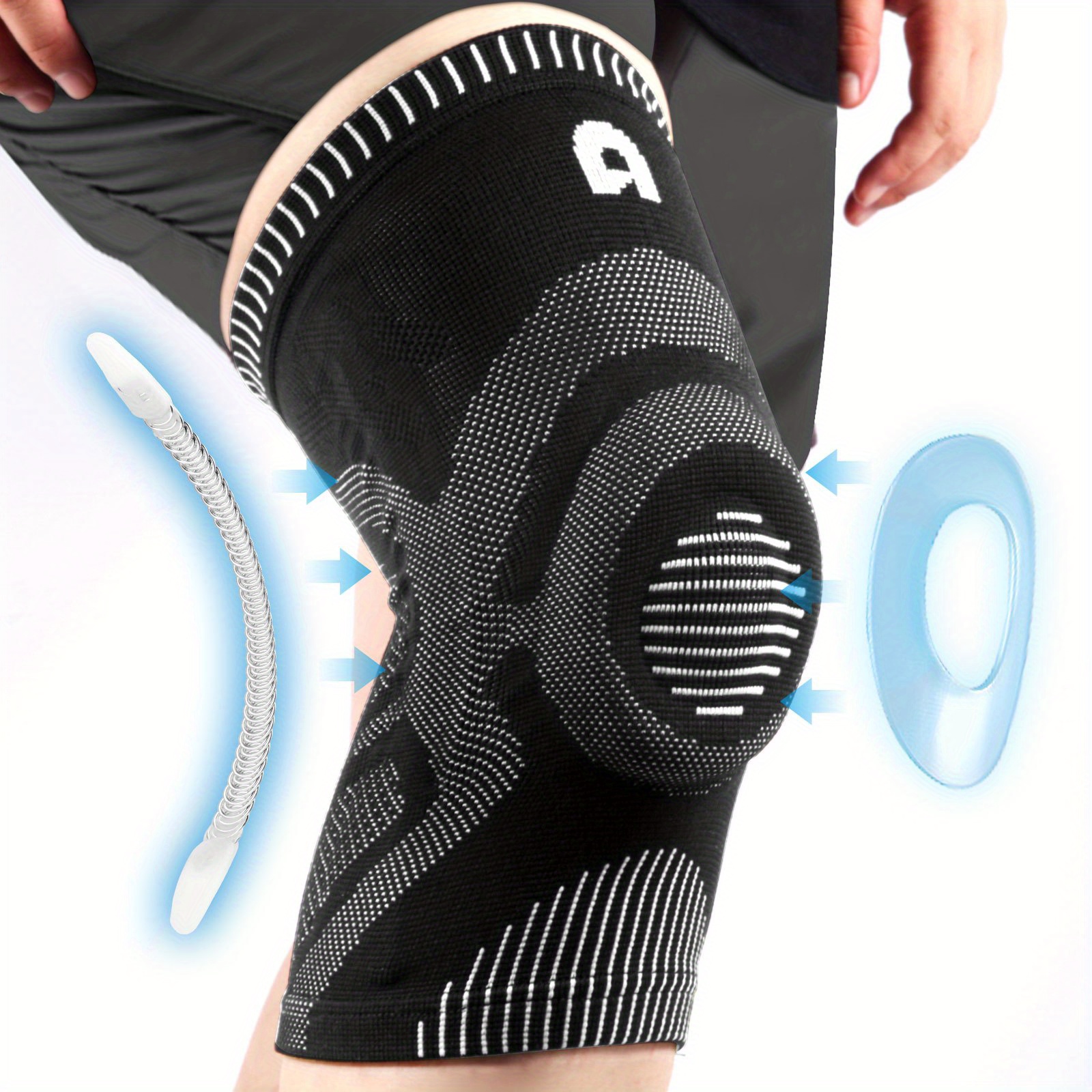 Knee Support Compression Knee Sleeve With Patella Gel Pads And Side  Stabilizers 