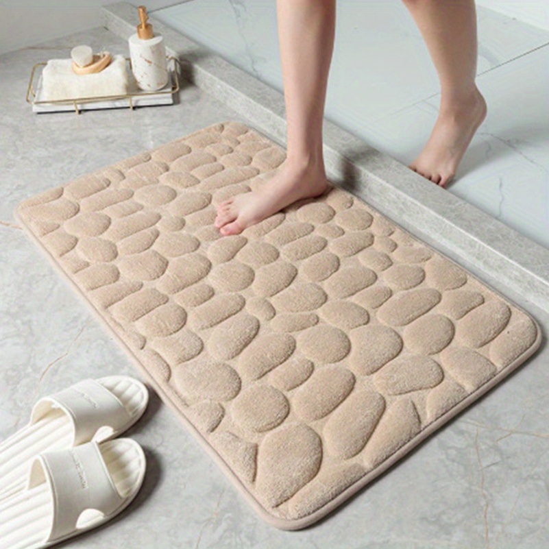 Memory Foam Bath Rug Cobblestone Embossed Bathroom Mat