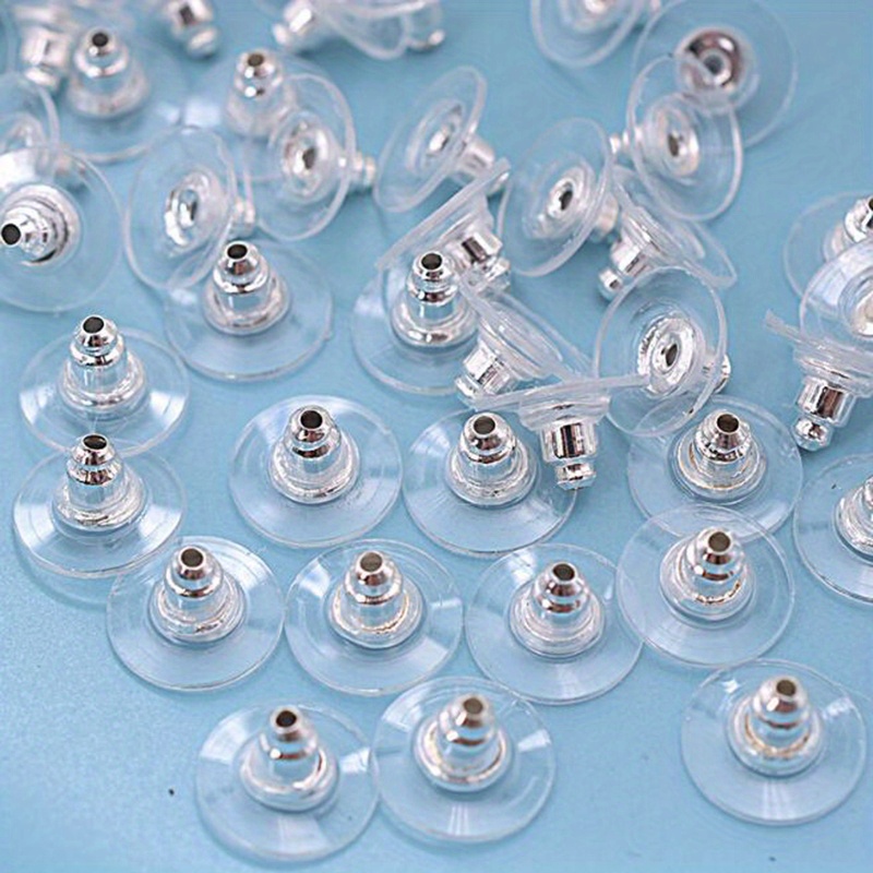 Earring Backings, 100PCS Silicone Earring Backs with Pad, Rubber